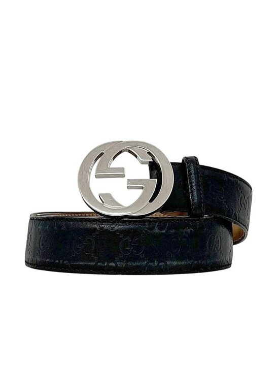 Gucci Belt Black Interlocking 95 38 Waist 100 40 Leather GG Logo Buckle main image 8